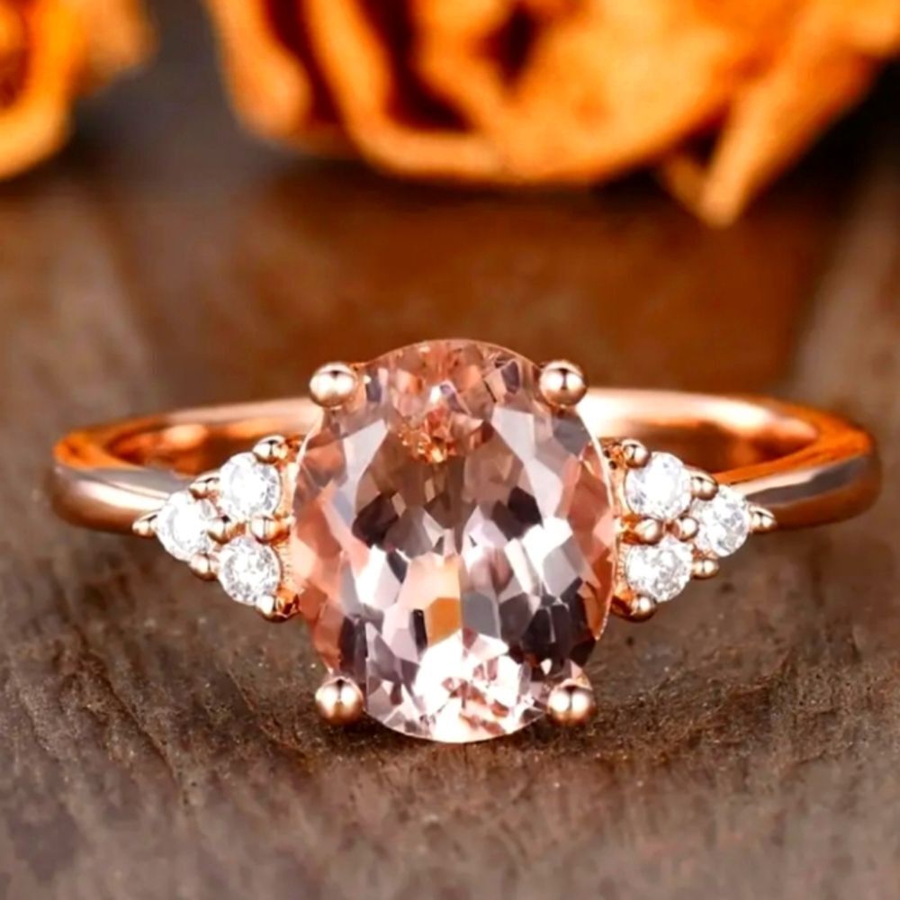 Ladies Elegant Champagne Lab Created Diamonds ring sz 7